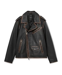 Reiss Men's Winnen Leather Burnished-Detail Biker Jacket