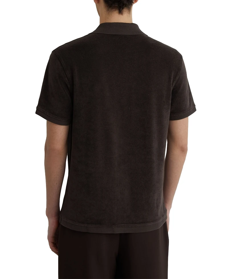 Reiss Men's Eden Cuban-Collar Short-Sleeve Cotton-Blend Towelling Shirt