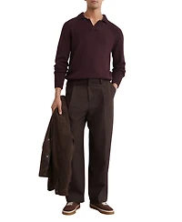 Reiss Men's Ashdown Raglan-Sleeve Open-Collar Cotton Polo Sweater