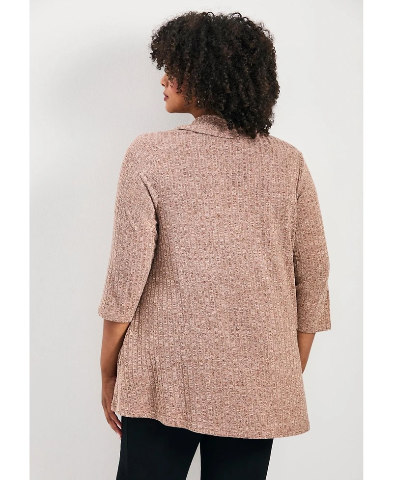 Avenue Plus Miley Rib Hacci Button Women's Tunic