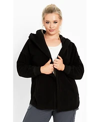Avenue Plus Size Weekender Hooded Fleece Jacket