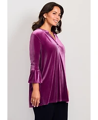Avenue Women's Plus Split Neck Bell Sleeve Top