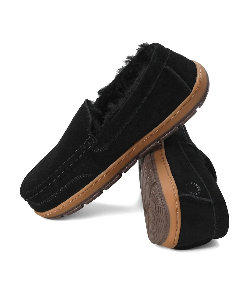 Dearfoams Fireside by Melbourne Rugged Loafer Water-Resistant Genuine Suede Slippers