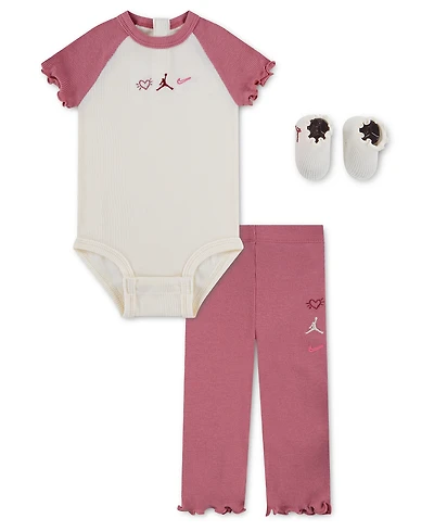 Jordan Baby Girls' Love Is the Air Bodysuit, Flared Pants and Socks, 3-Piece Set