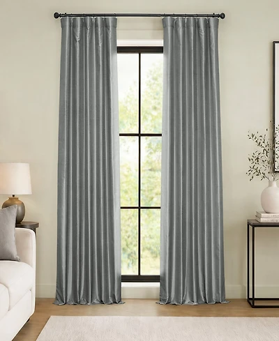 Half Price Drapes Storm Grey Vintage Textured Faux Dupioni Silk Blackout Curtain