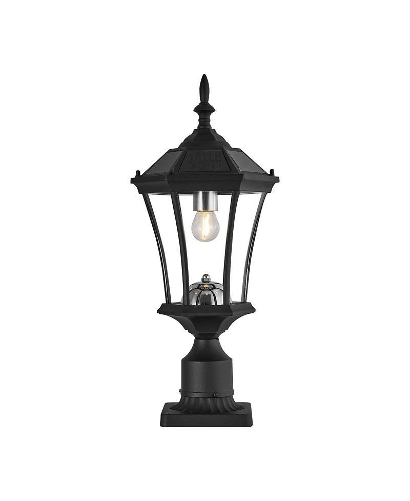 Asagikoiai Outdoor Solar Post Light with Pier Base, Dusk to Dawn, Waterproof Aluminum Fixture