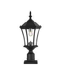 Asagikoiai Outdoor Solar Post Light with Pier Base, Dusk to Dawn, Waterproof Aluminum Fixture