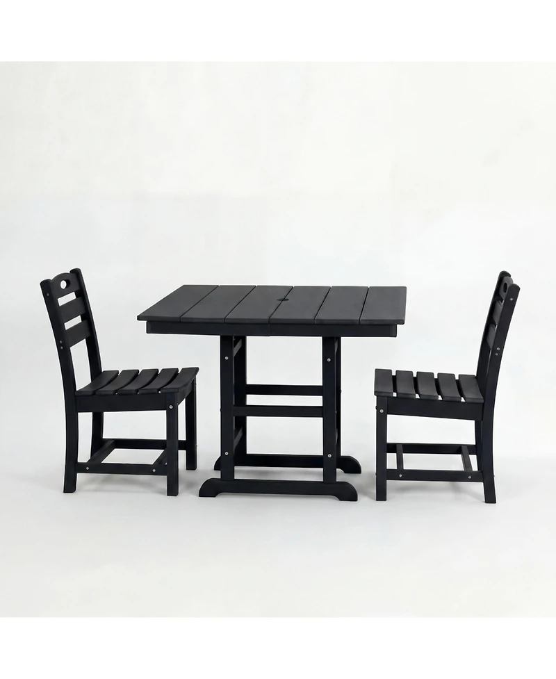 Boyel Living Hdpe Outdoor Patio Dining Set 37.8 Inch Square Table with 2 Chairs 3-Piece Bistro