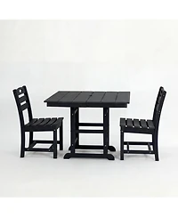 Boyel Living Hdpe Outdoor Patio Dining Set 37.8 Inch Square Table with 2 Chairs 3-Piece Bistro