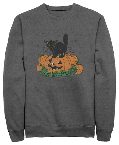 Fifth Sun Men's Pumpkin Kitty Graphic Crewneck Cotton-Blend Sweatshirt