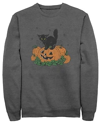 Fifth Sun Men's Pumpkin Kitty Graphic Crewneck Cotton-Blend Sweatshirt