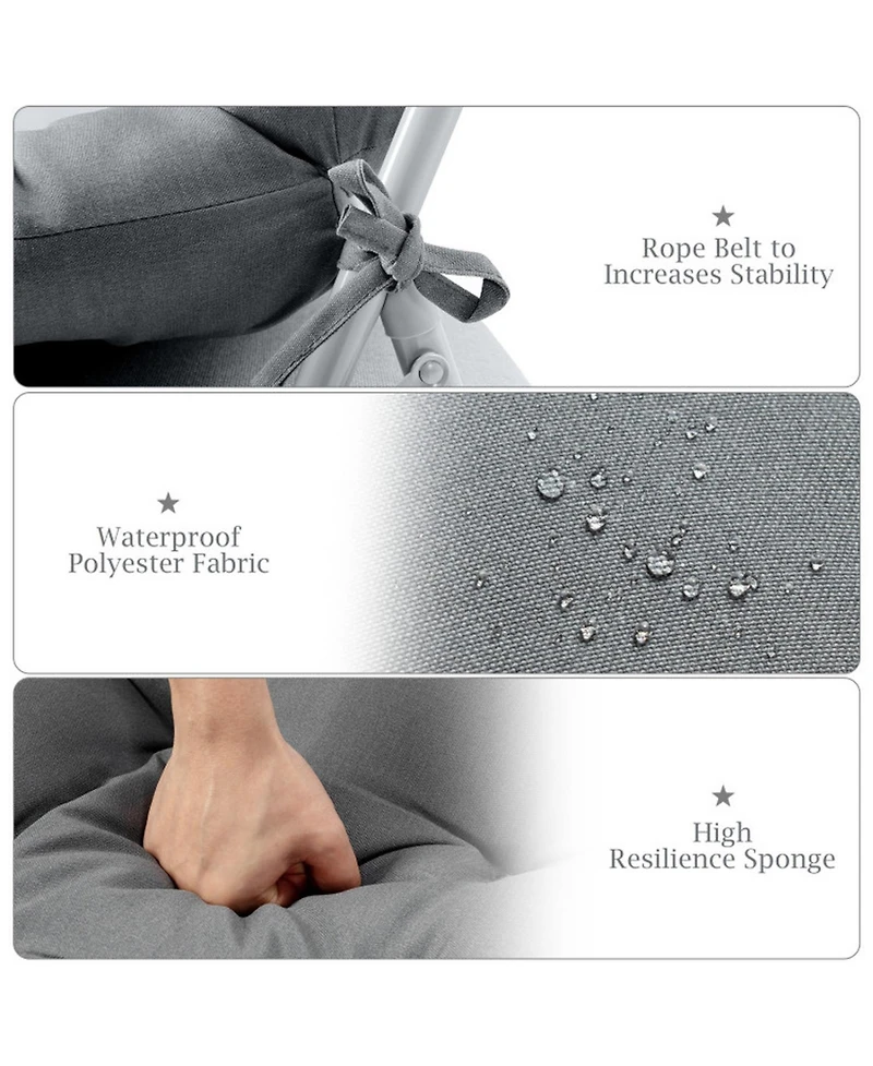 Sugift Set of 2 High Back Outdoor Chair Cushions with 3-Position Adjustable Backrest