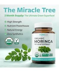 Pure Co Moringa Leaf Supplement, High Potency Moringa Leaf Extract, , Non-gmo, 60 Capsules