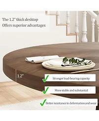 gaomon 47" Round Dining Table for 4, Wood Top with Cross Base