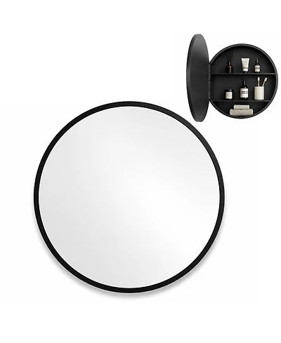 Phying 30 Inch Round Framed Mirror Medicine Cabinet Bathroom Storage Cabinet Modern Wall Mounted Vanity Mirror Cabinet for Bathroom Home Decor