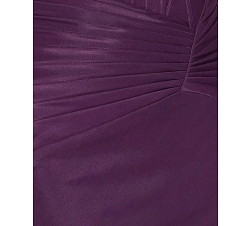 Alex & Sophia Juniors' Strapless Shiny Knit Front-Drape Gown