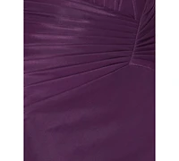 Alex & Sophia Juniors' Strapless Shiny Knit Front-Drape Gown