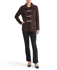 Jones New York Women's Mid-Length Toggle-Front Collared Coat