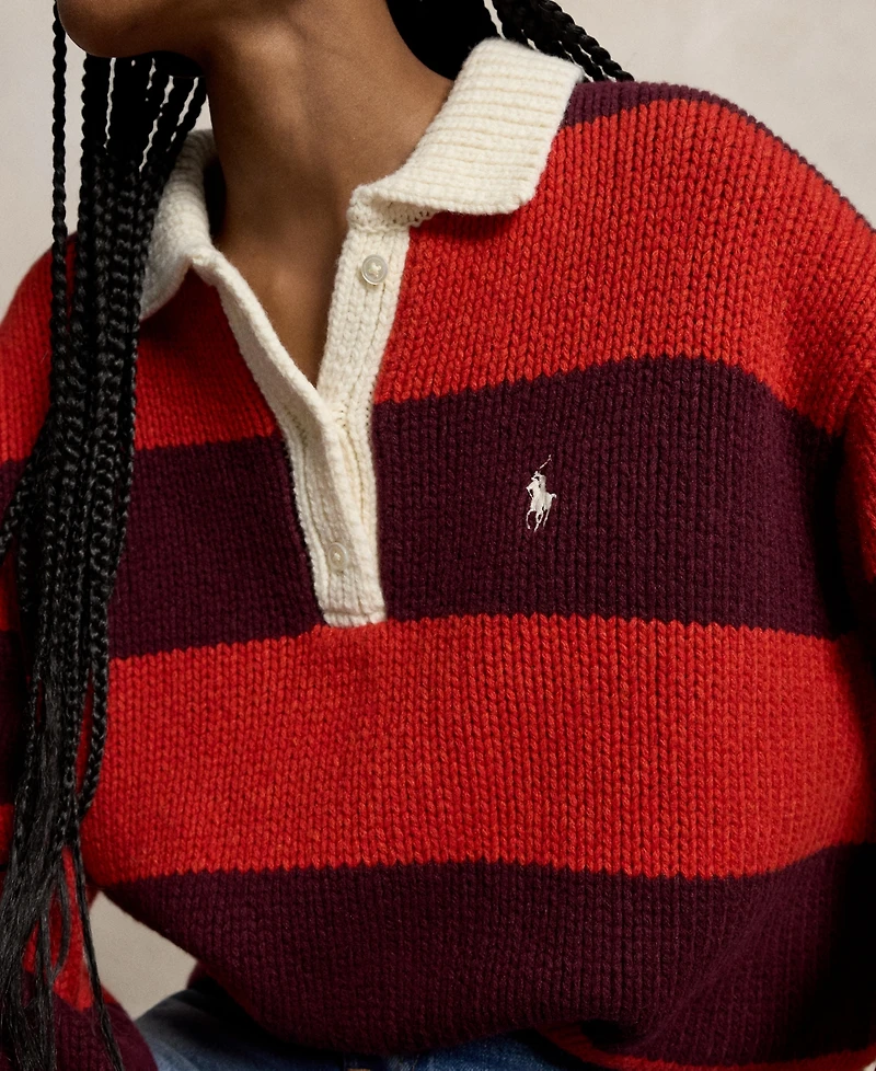 Polo Ralph Lauren Women's Striped Wool-Blend Rugby Sweater