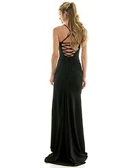 Katia Rae Juniors' Floral-Sequined Bodycon Prom Gown