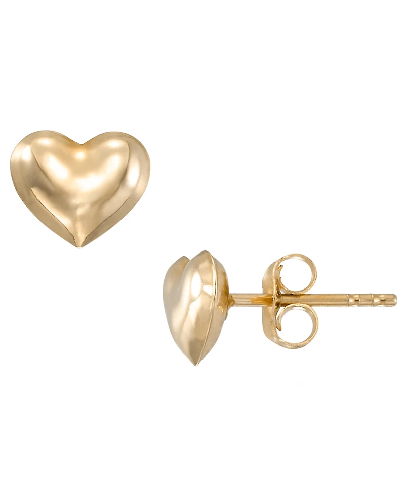 Macy's Heart Shape High Polished Stud Earrings in 10k Yellow Gold