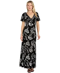 R & M Richards Women's Velvet Sequin-Floral Mermaid Dress