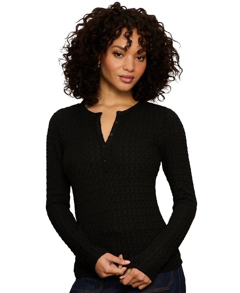 Sanctuary Women's Not So Basic Textured Long-Sleeve Henley Top