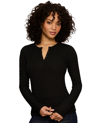 Sanctuary Women's Not So Basic Textured Long-Sleeve Henley Top