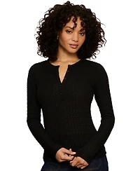Sanctuary Women's Not So Basic Textured Long-Sleeve Henley Top