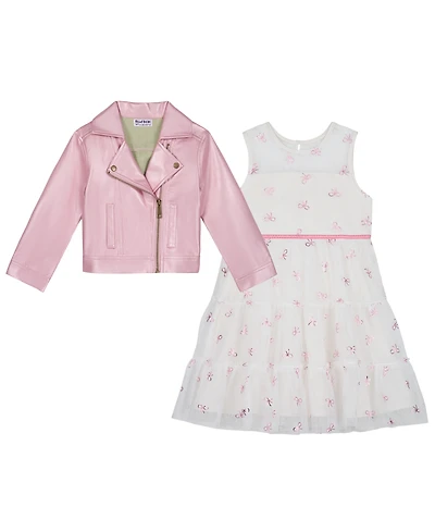 Blueberi Boulevard Girls' 2T-6X Moto Jacket and Dress, 2-Piece Set