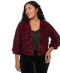 Muse Plus Sequin V-Neck 3/4-Sleeve Bomber Jacket