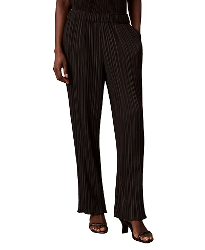 Calvin Klein Women's Pull-On Straight-Leg Plisse Pleat Pants