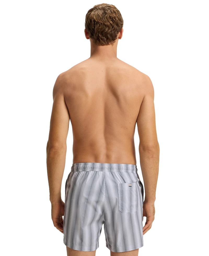 Boss by Hugo Men's 5" Flounder Stripe Print Swim Trunks