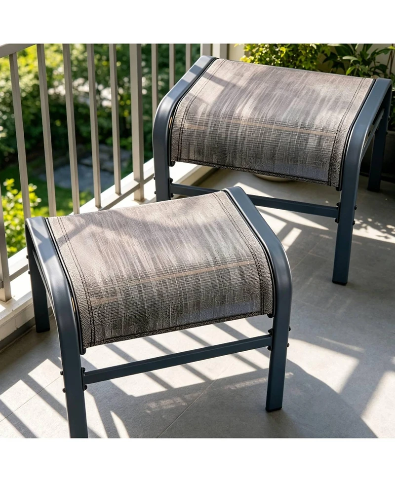 gaomon Outdoor Ottoman Set of 2, Stackable Oversized Outdoor Foot Rest for Patio, Garden, Pool, Balcony