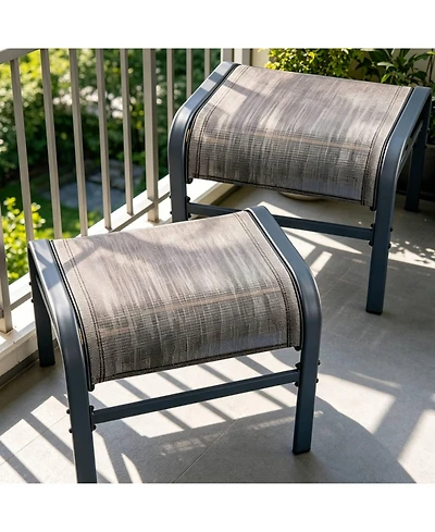 gaomon Outdoor Ottoman Set of 2, Stackable Oversized Outdoor Foot Rest for Patio, Garden, Pool, Balcony