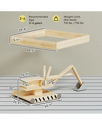 Glintex Wooden Sandbox with 360-Degree Digger and Liner, 72" x 35", Holds 440 lbs of Sand, Ages 3-6
