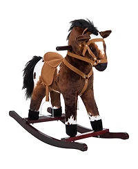 Glintex Plush Wooden Rocking Horse with Neighing Sounds, 88 lbs Capacity, Ages 3+