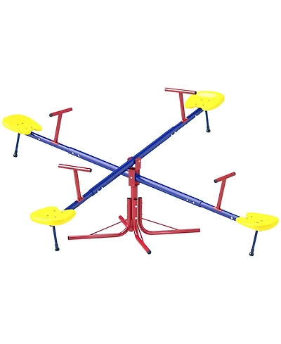 Glintex 360-Degree Spinning Seesaw, Powder-Coated Steel, 4-Seat, Ages 3-8