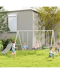 Glintex 5-in-1 Kids Swing Set with Slide, Saucer Swing and Glider