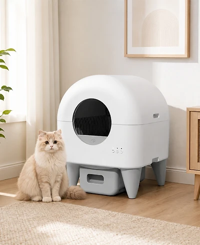 Cumrige Smart Automatic Cat Litter Box with App Control, 95L Interior, 15L Sealed Waste Drawer and Quiet Night Mode