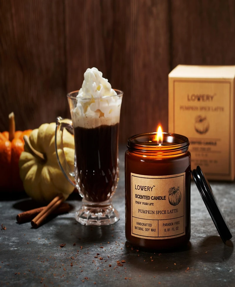 Lovery Pumpkin Spice Latte Candle Gift Set, 9oz Home Soy Aromatherapy Candles