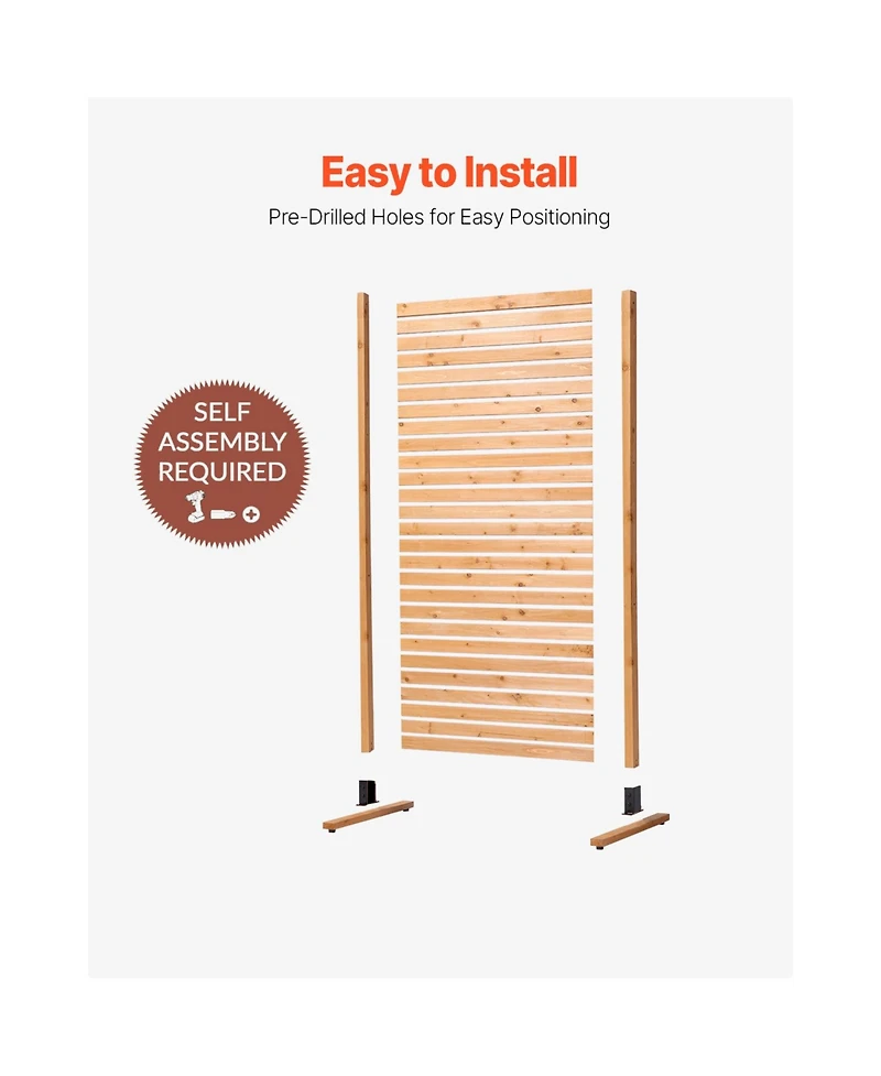 Vevor Wooden Privacy Screen 36" x 76" Freestanding Outdoor Privacy Screen for Patio