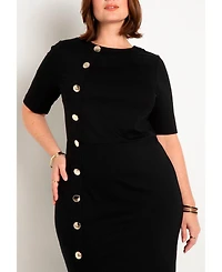 Eloquii Women's Plus Button Front Workwear Dress