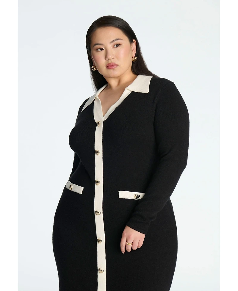Eloquii Women's Plus Sweetheart Sweater Dress