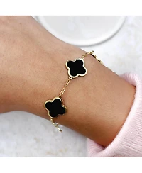 The Lovery Classic Onyx Clover Bracelet 14K Gold Plated Sterling Silver