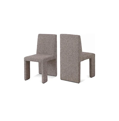Meridian Furniture Benson Linen Textured Fabric Dining Chair, Set of 2