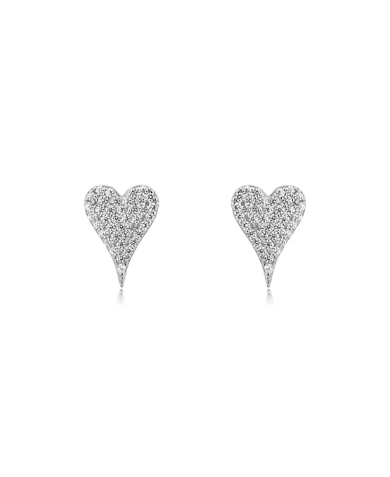 The Lovery Pave Cz Heart Stud Earrings Sterling Silver