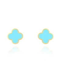 The Lovery Classic Turquoise Clover Stud Earrings 14K Gold Plated Sterling Silver