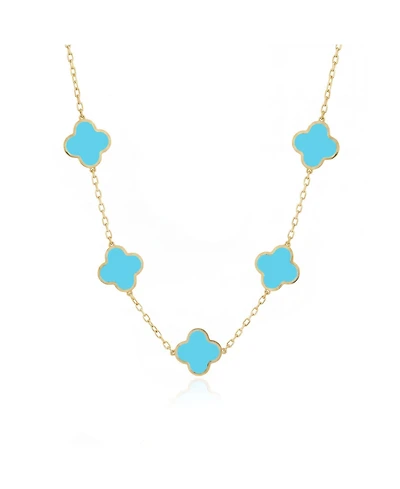 The Lovery Classic Turquoise Clover Necklace 14K Gold Plated Sterling Silver