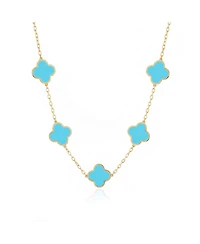 The Lovery Classic Turquoise Clover Necklace 14K Gold Plated Sterling Silver